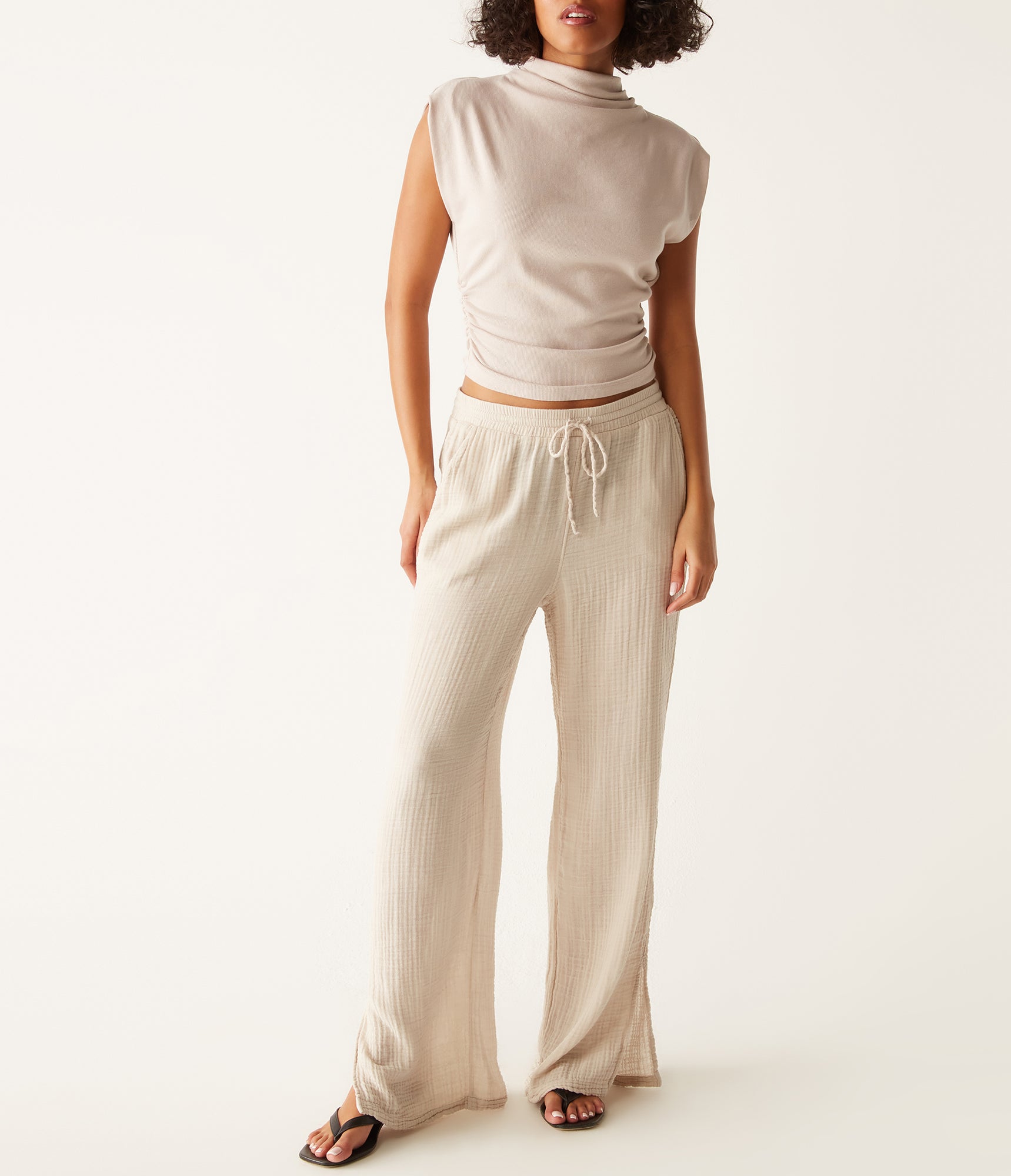 Jovi Waist Tie Pant | Cement