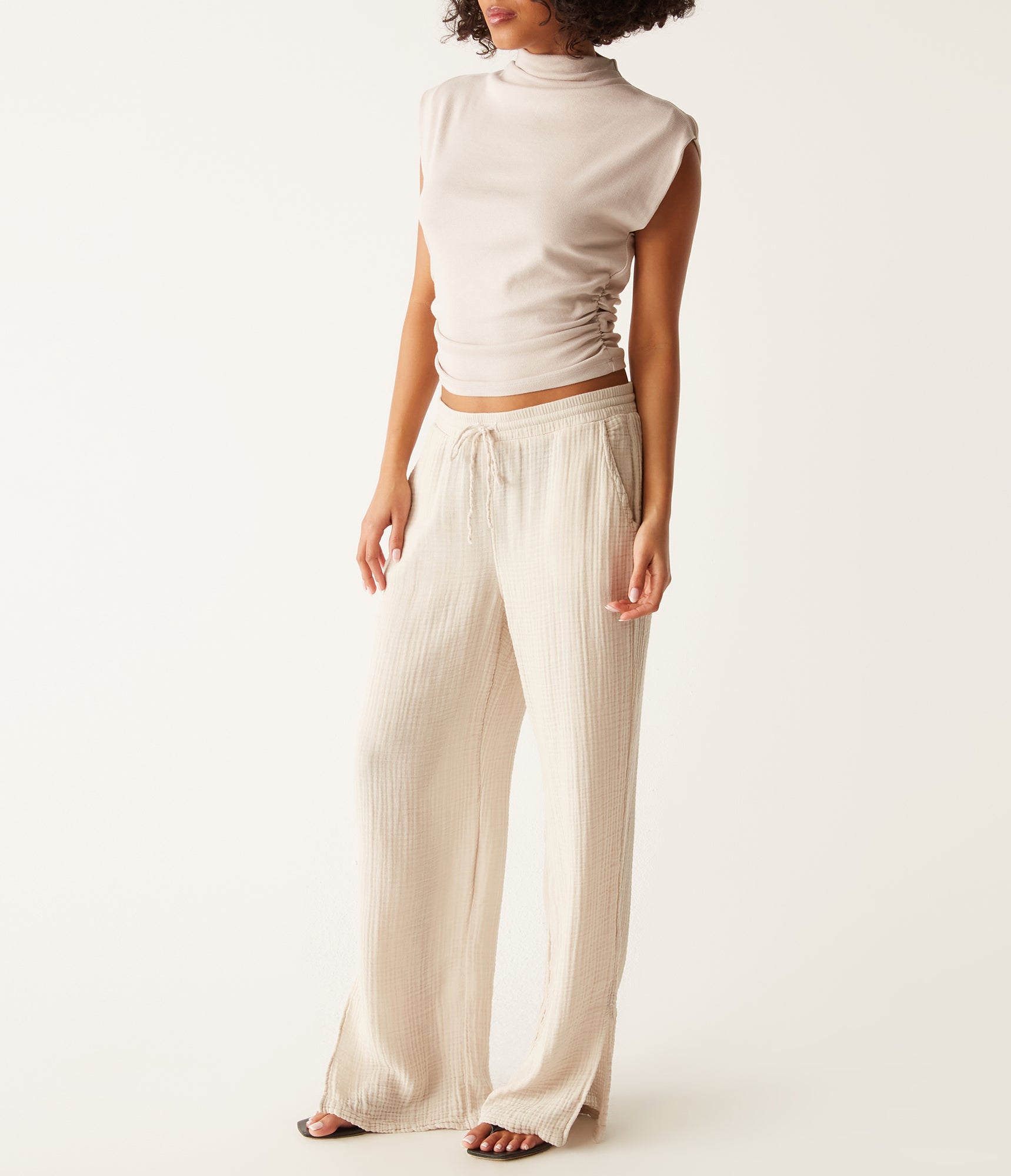 Jovi Waist Tie Pant | Cement