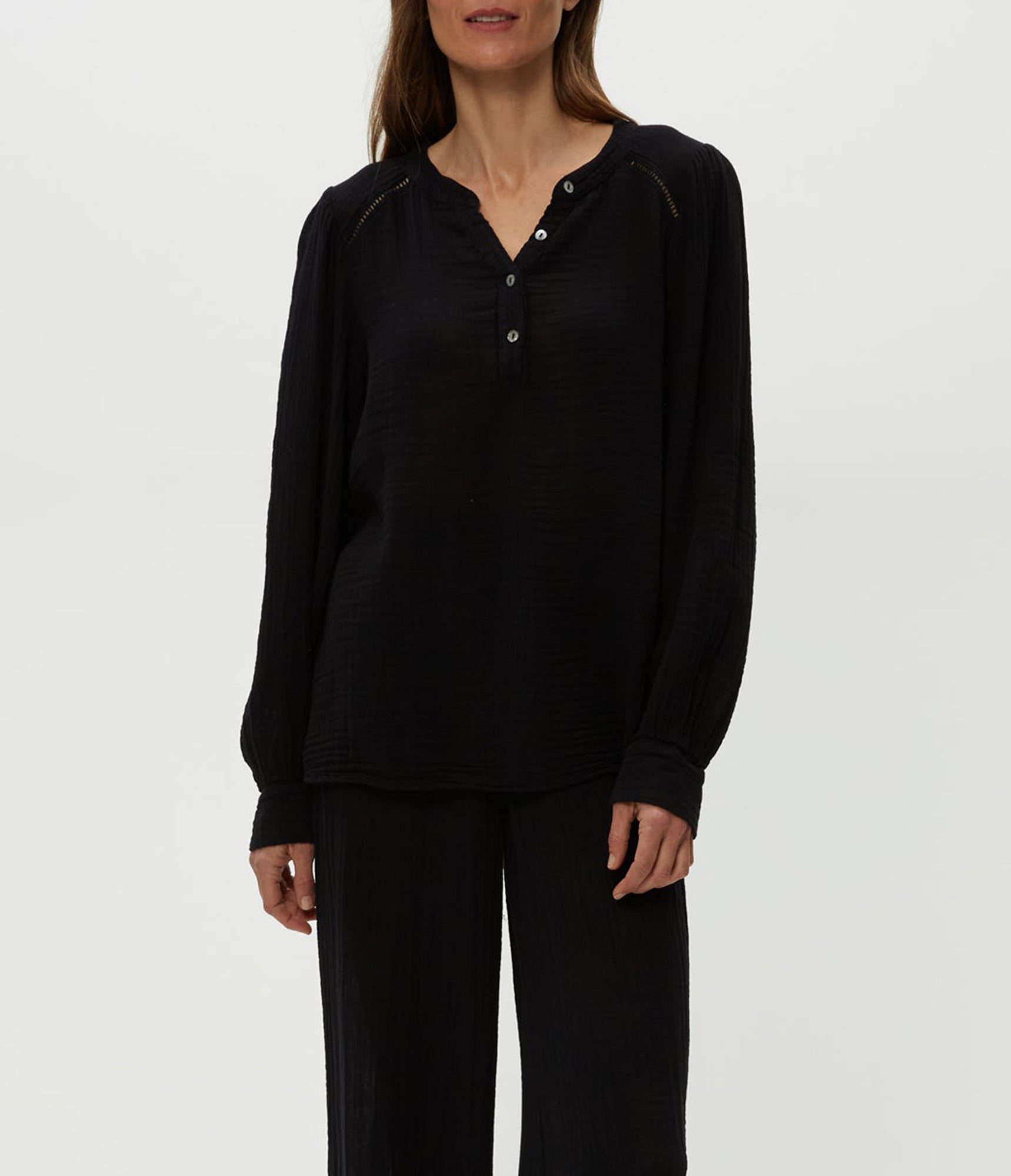 Kacey Peasant Top | Black