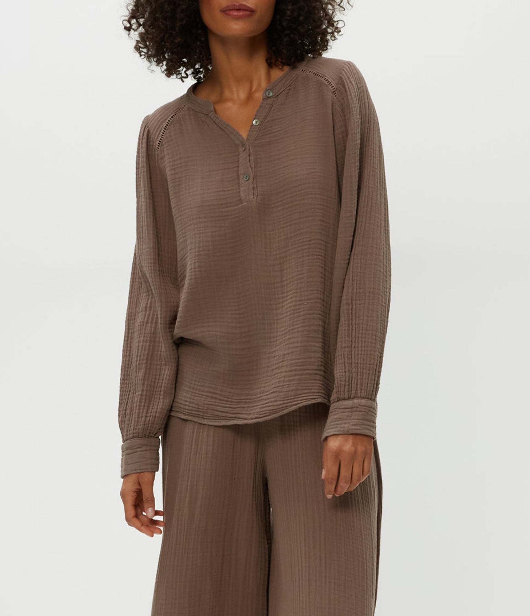 Kacey Peasant Top | Cobblestone