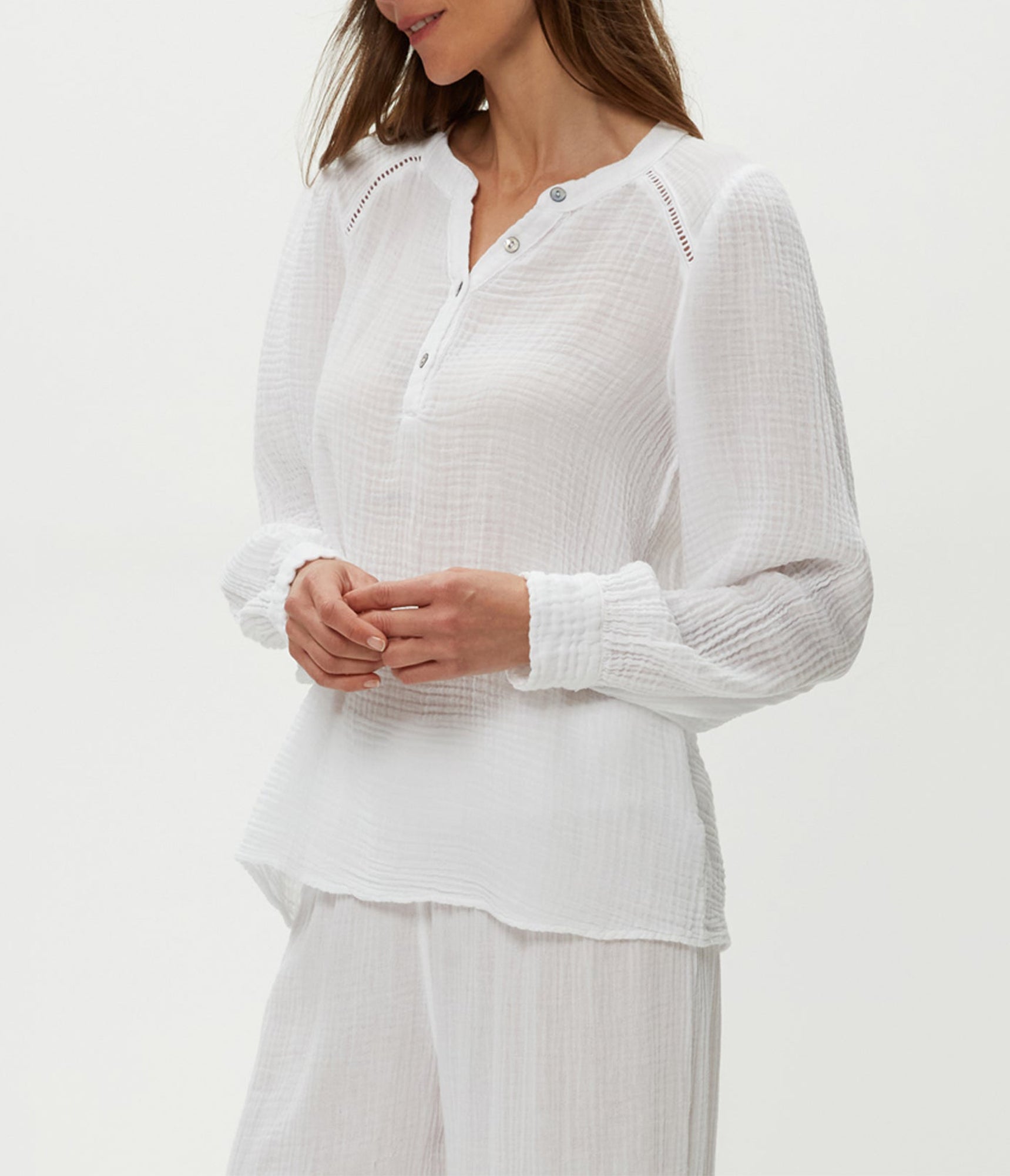 Kacey Peasant Top | White