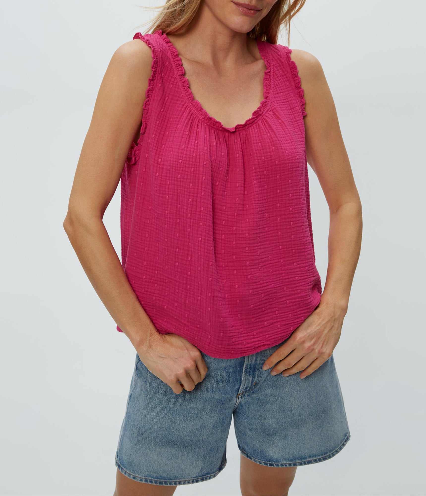 Devon Dot Gauze Tank | Pitaya