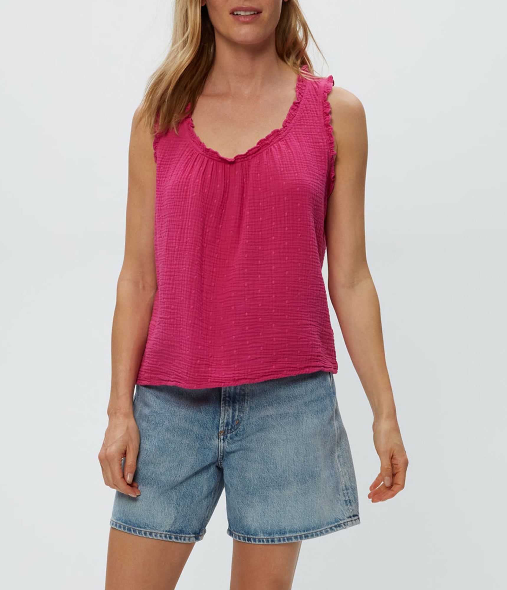 Devon Dot Gauze Tank | Pitaya