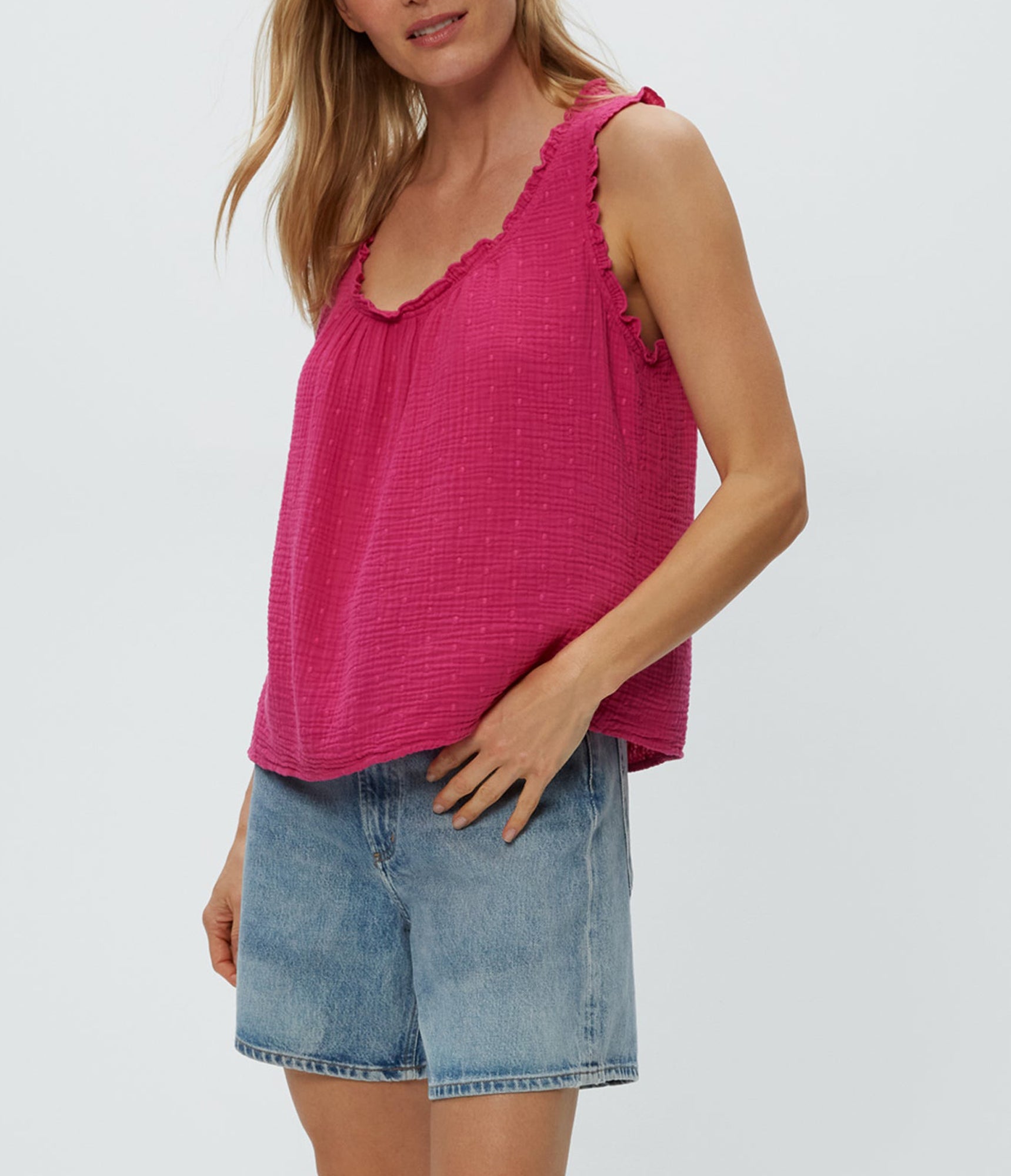 Devon Dot Gauze Tank | Pitaya