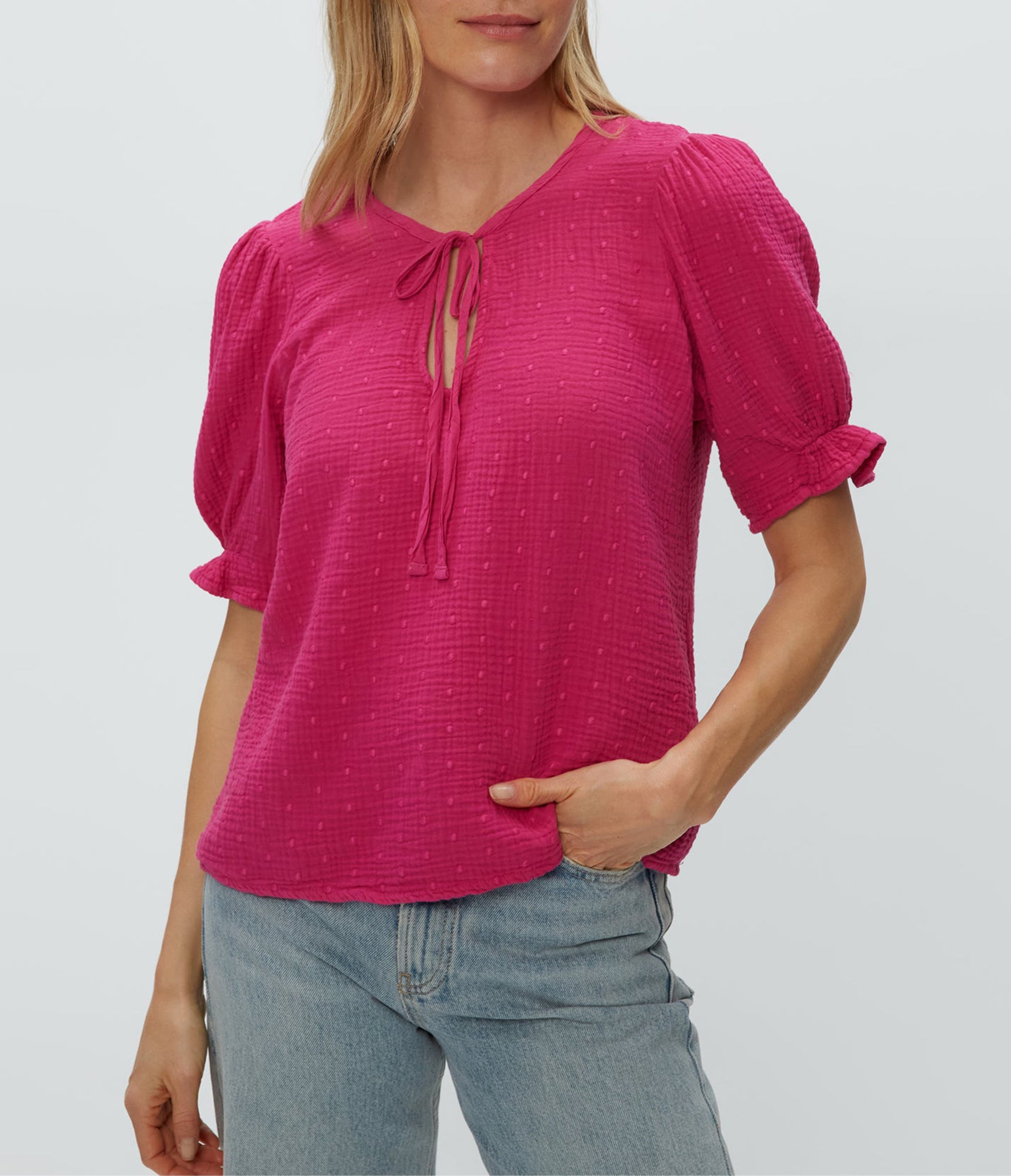 Genevieve Puff Sleeve Top | Pitaya