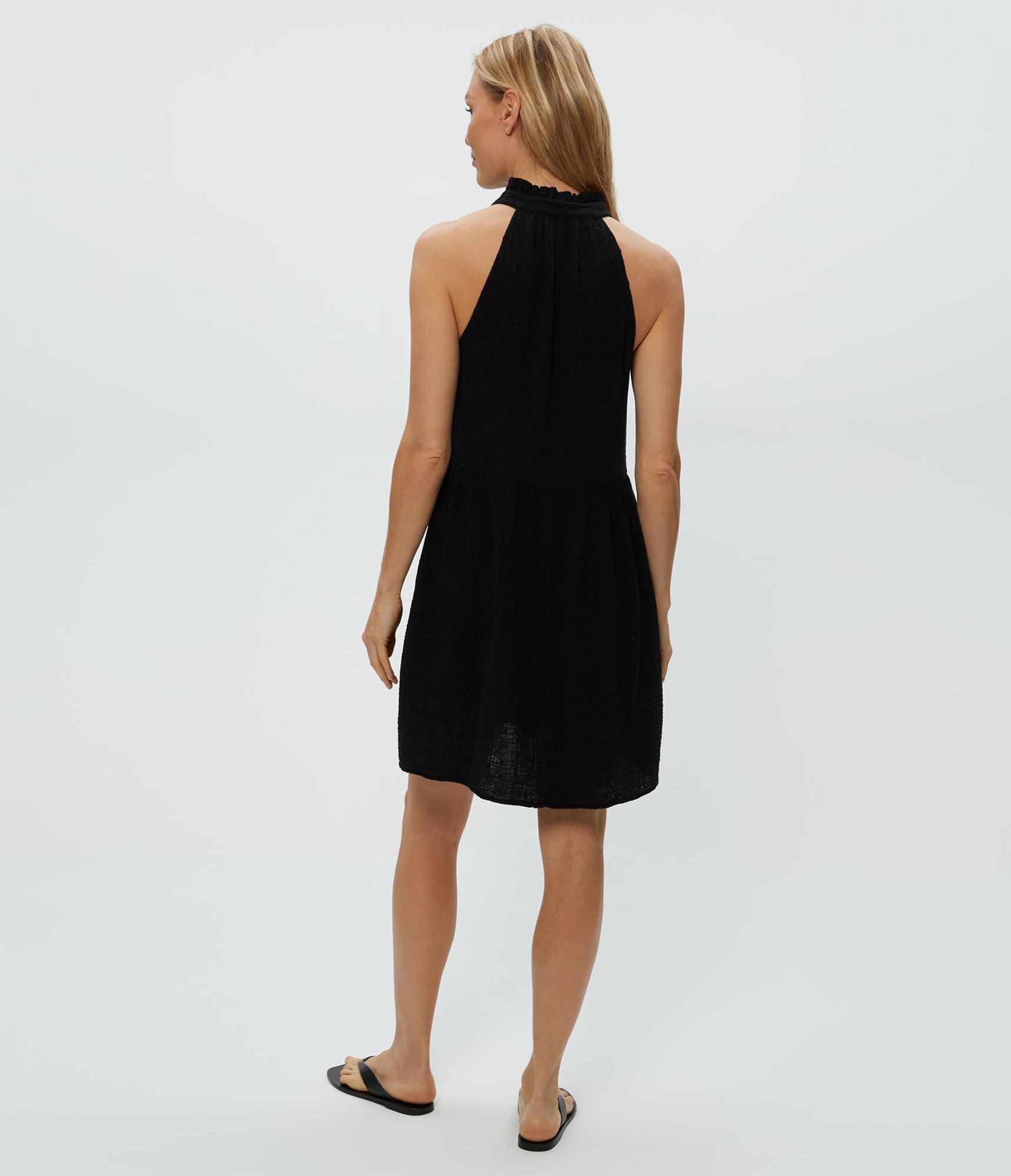Alessa Dot Gauze Dress | Black