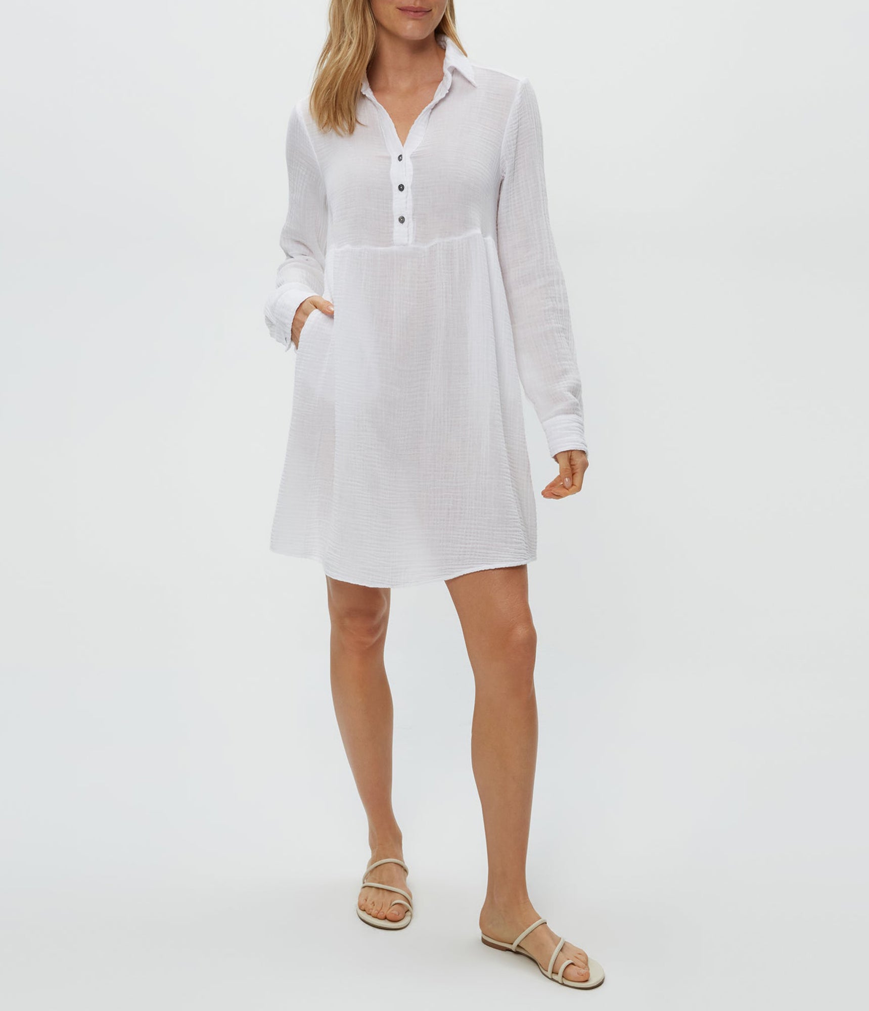 Kimberly Shirt Waist Dress | White