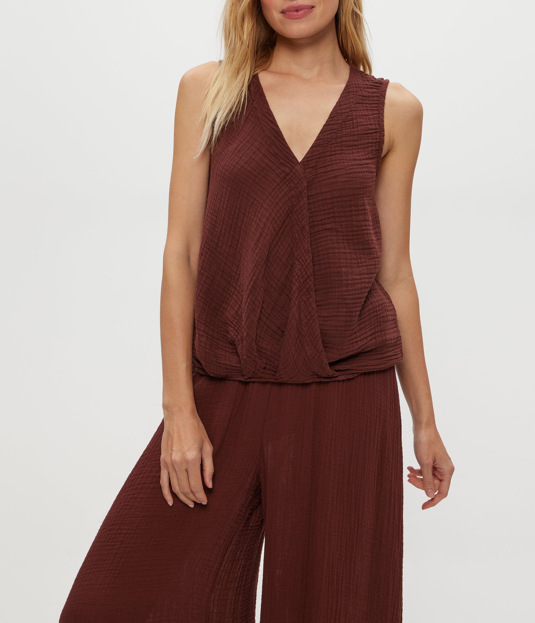 Kate Surplice Tank | Espresso