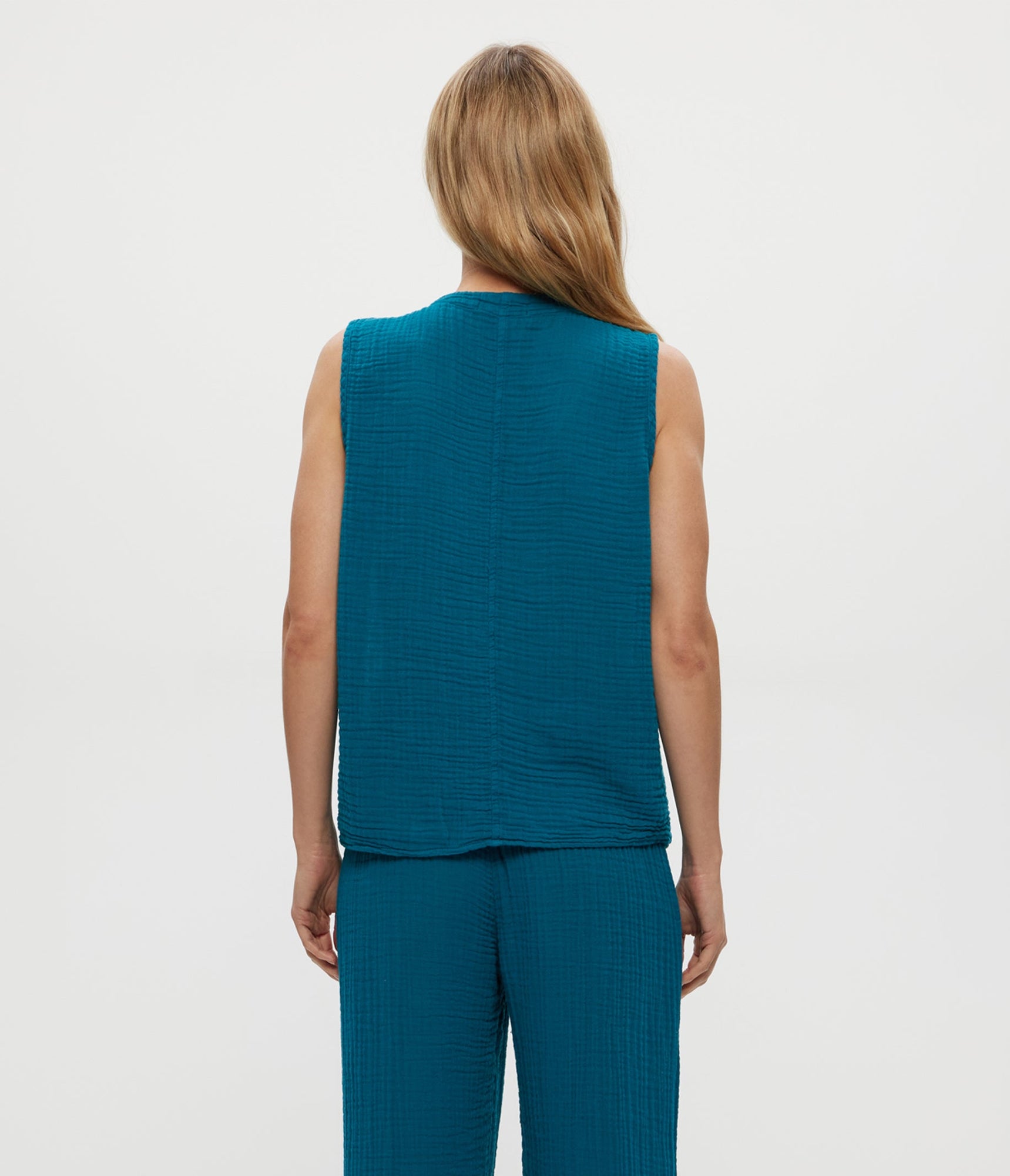 Kate Gauze Surplice Tank | Lagoon