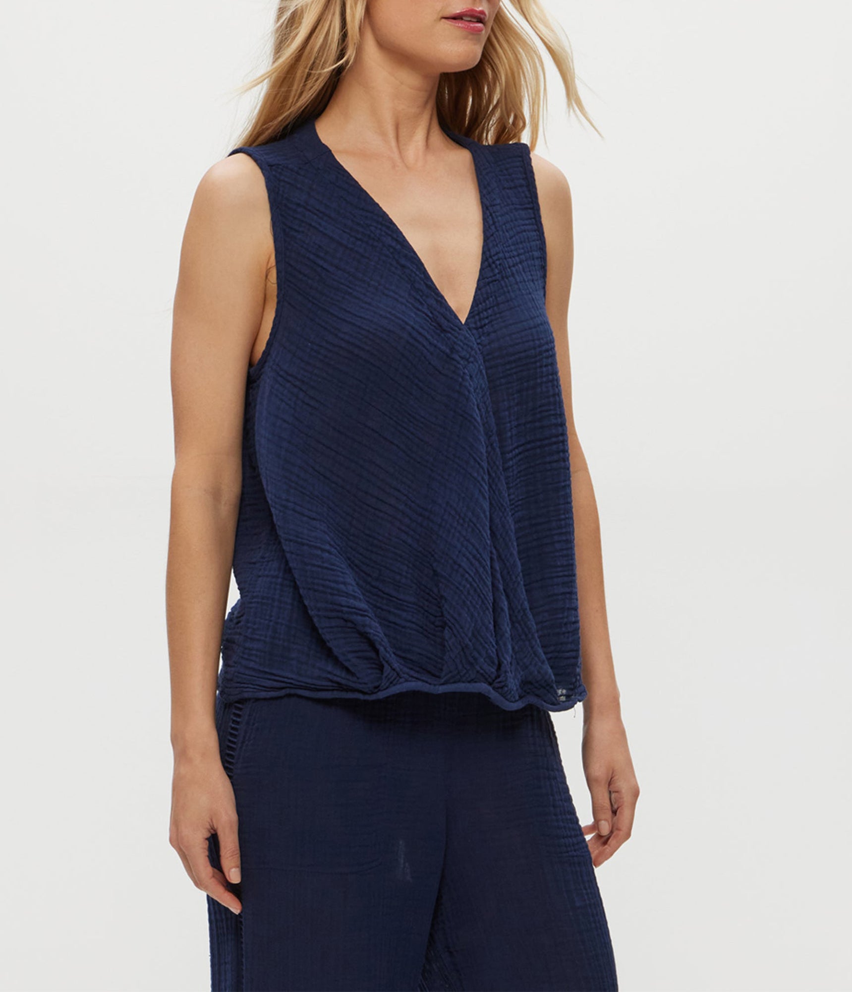 Kate Gauze Surplice Tank | Nocturnal