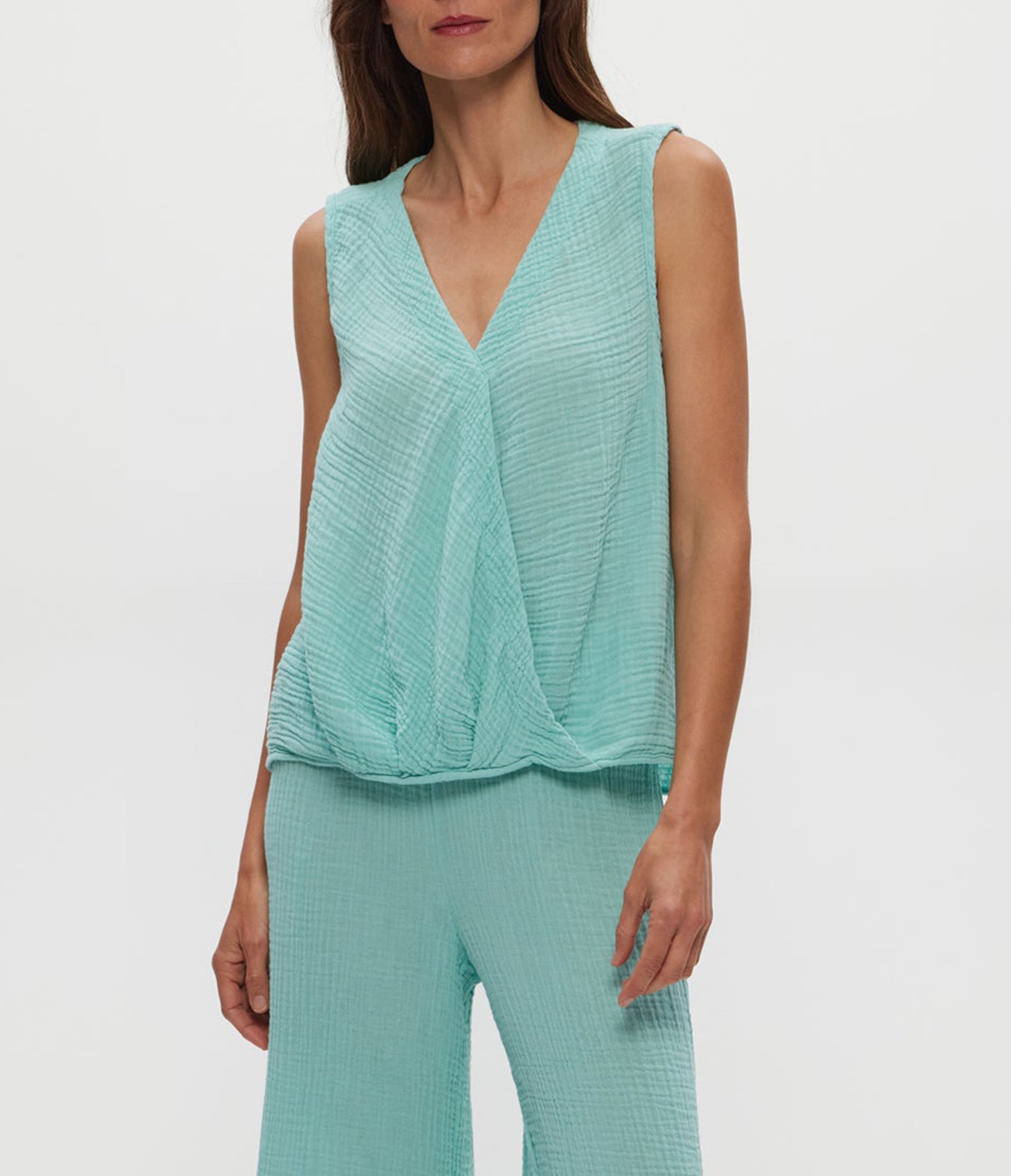 Kate Gauze Surplice Tank | Serene