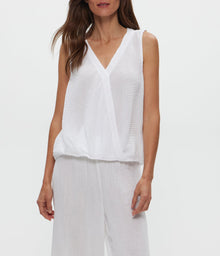 Kate Gauze Surplice Tank | White