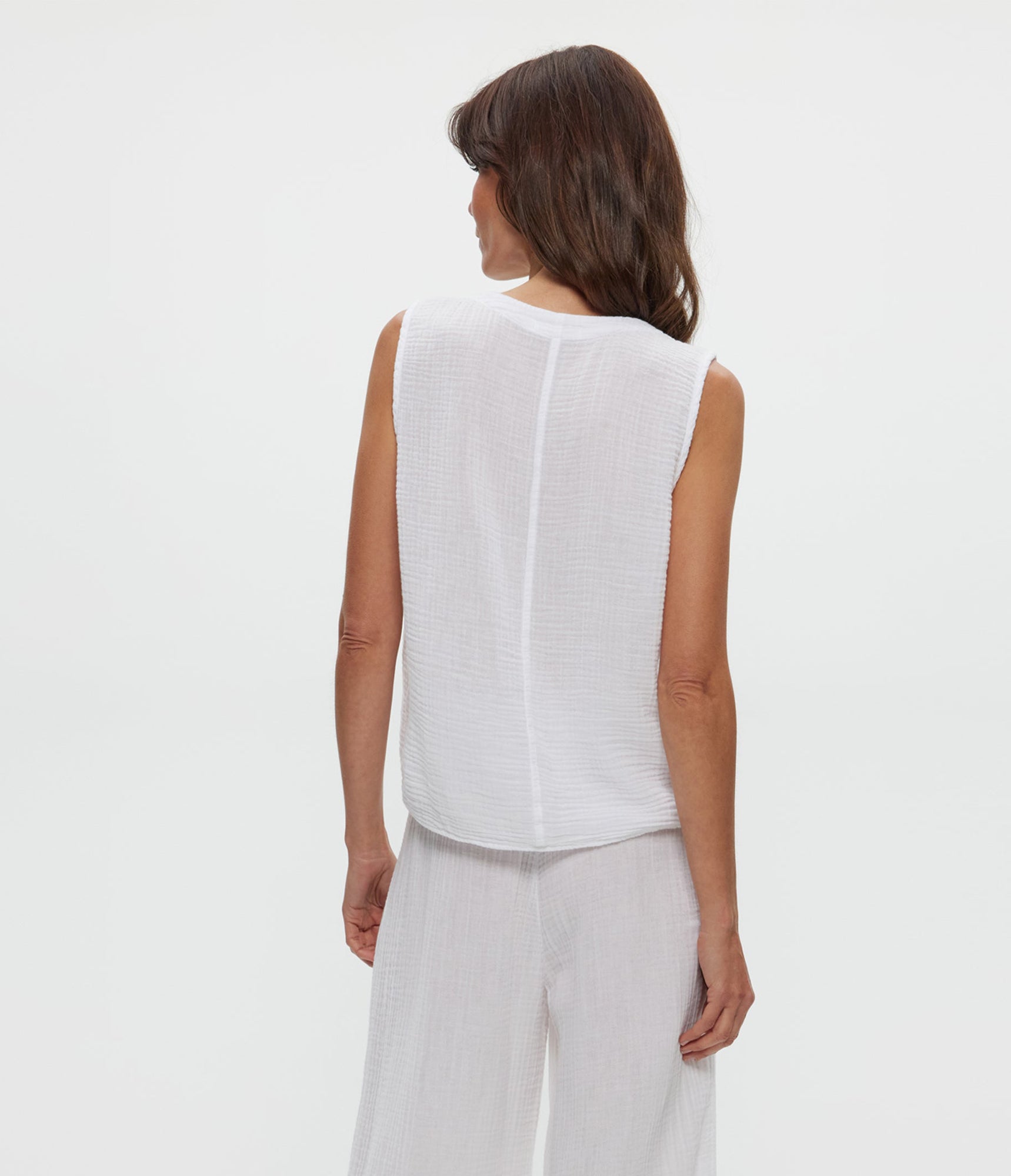 Kate Gauze Surplice Tank | White