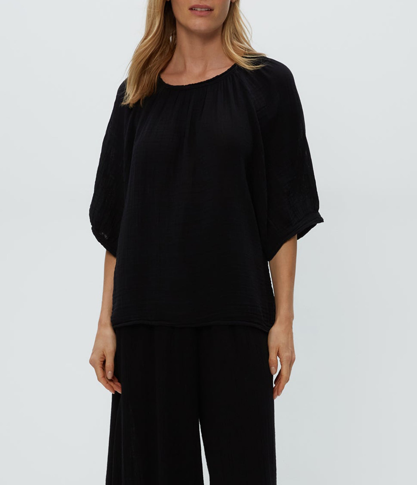 Jane Puff Sleeve Top | Black
