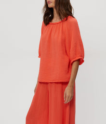 Jane Puff Sleeve Top | Persimmon