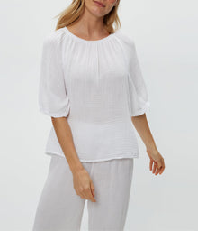 Jane Puff Sleeve Top | White