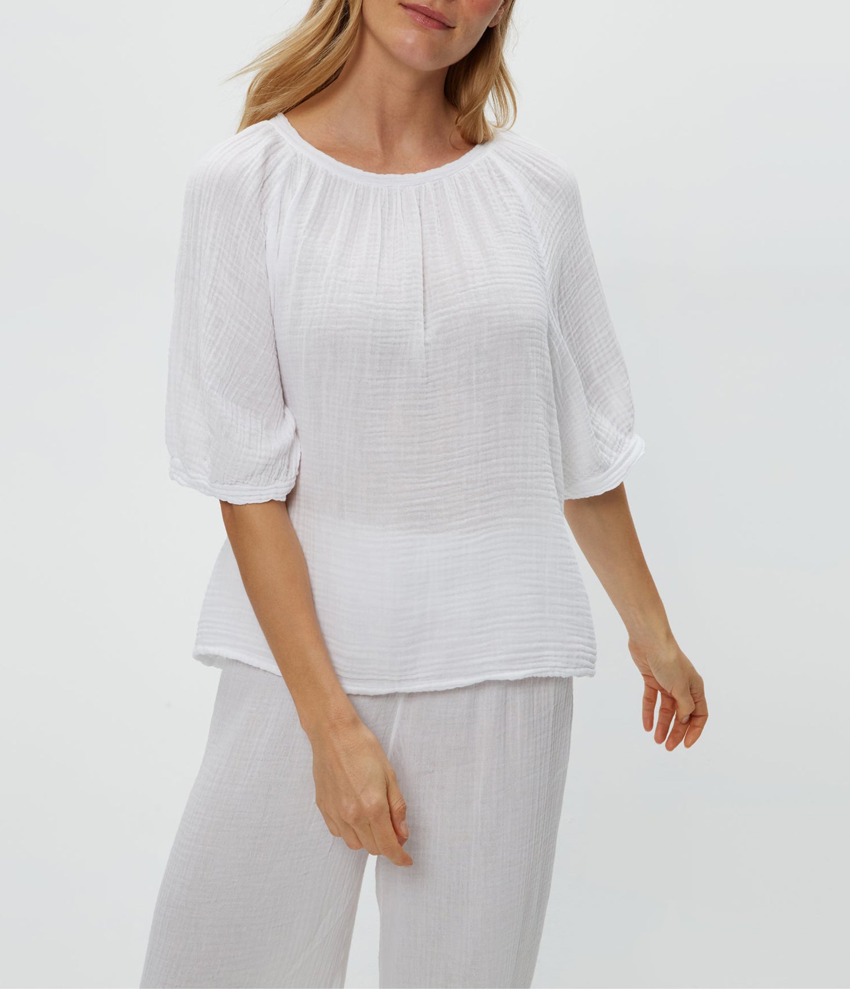 Jane Puff Sleeve Top | White