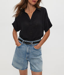 Gigi Gauze Popover Top | Black