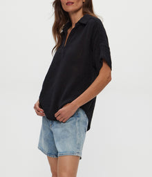 Gigi Gauze Popover Top | Black