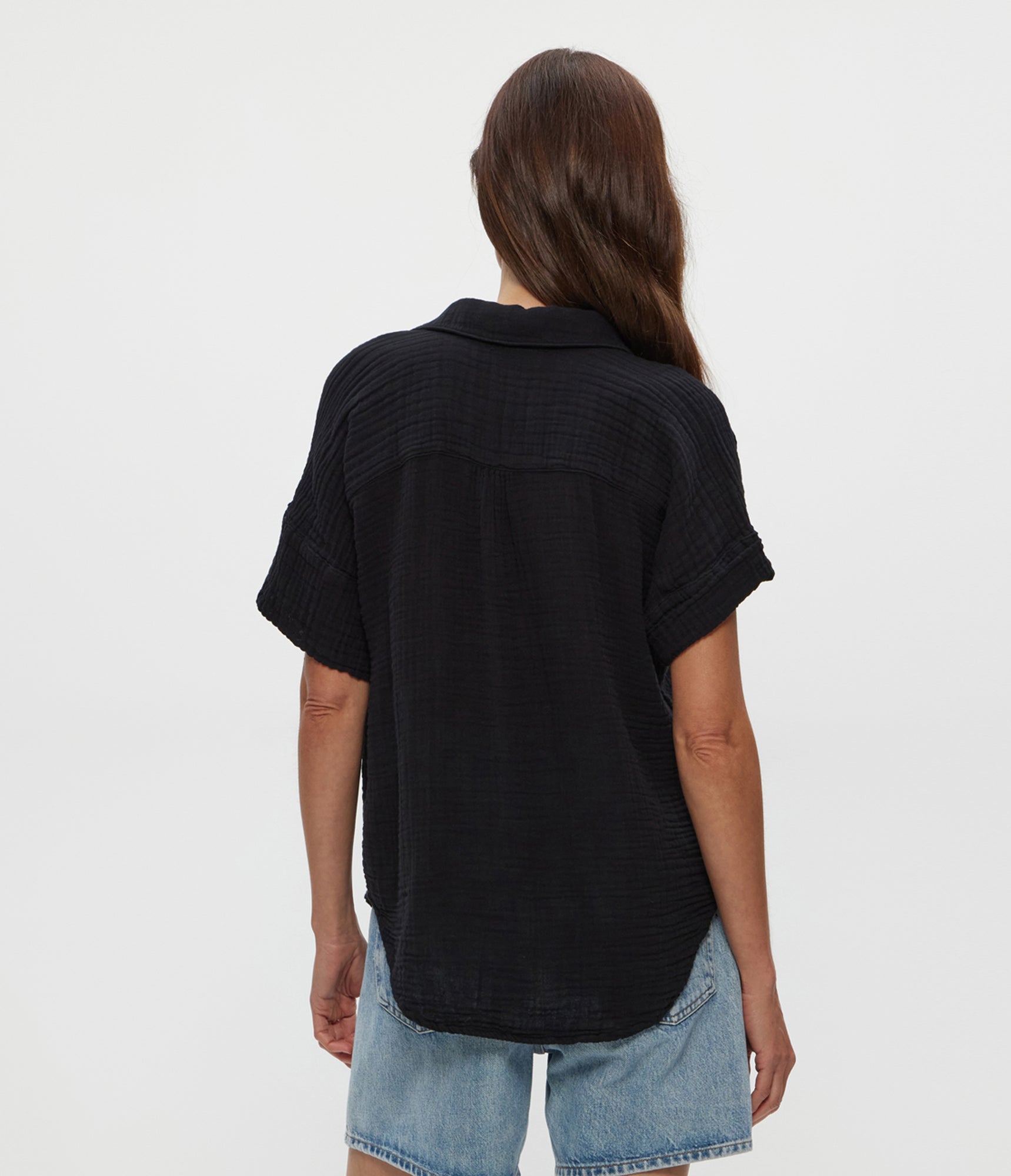 Gigi Gauze Popover Top | Black