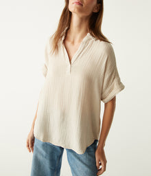 Gigi Gauze Popover Top | Cement