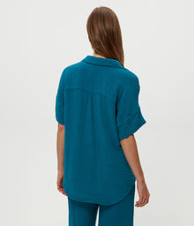 Gigi Gauze Popover Top | Lagoon