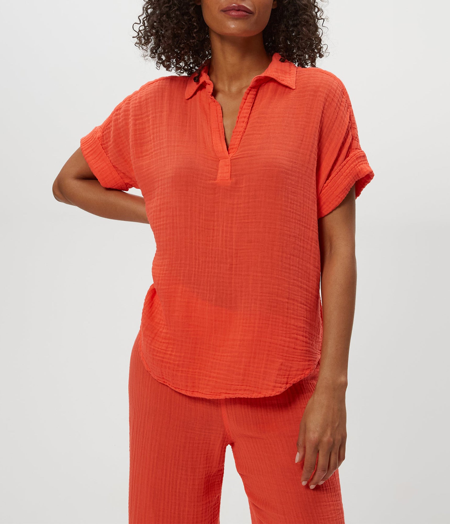 Gigi Gauze Popover Top | Persimmon