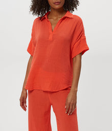 Gigi Gauze Popover Top | Persimmon
