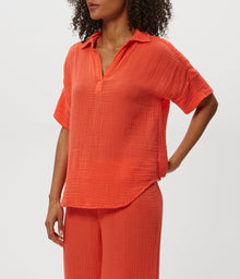 Gigi Gauze Popover Top | Persimmon