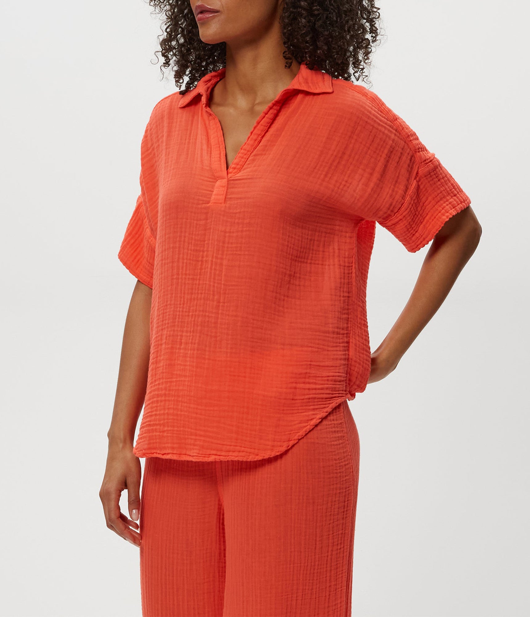 Gigi Gauze Popover Top | Persimmon