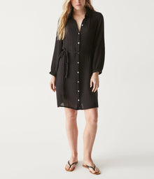 Polly Gauze Shirt Dress | Black