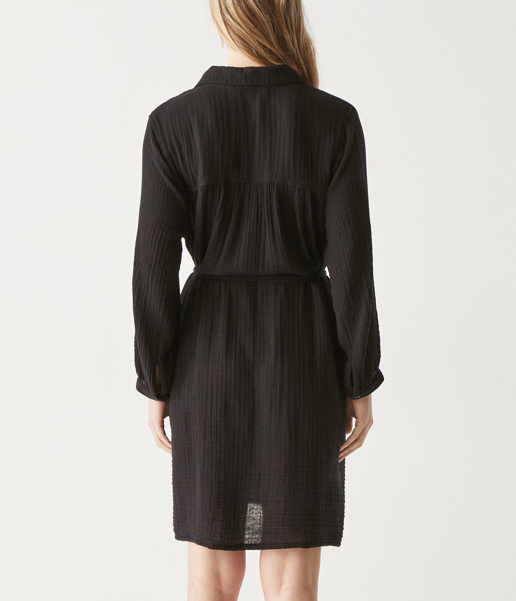 Polly Gauze Shirt Dress | Black