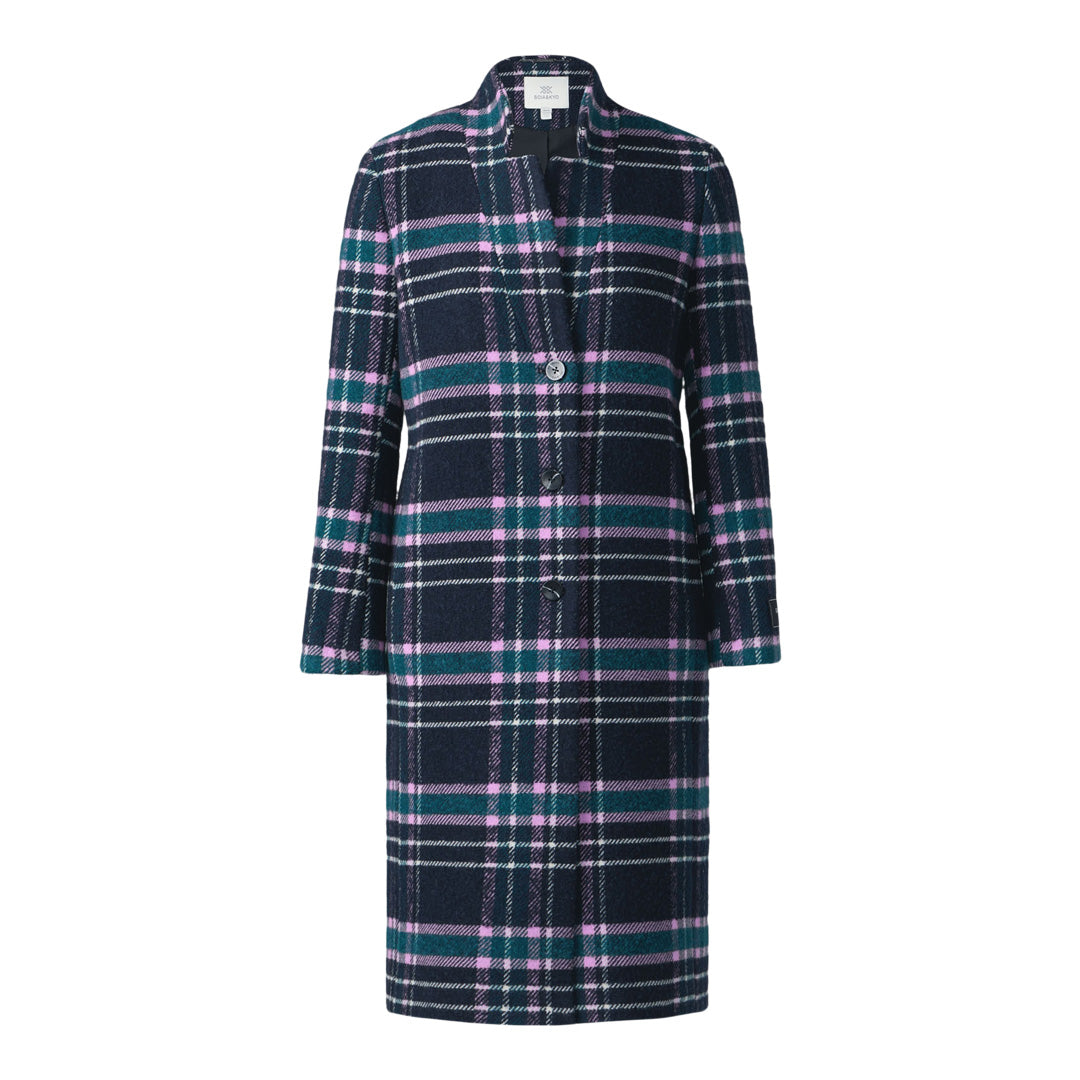 Diane-C Plaid Midi Coat In Wool | Indigo Multi