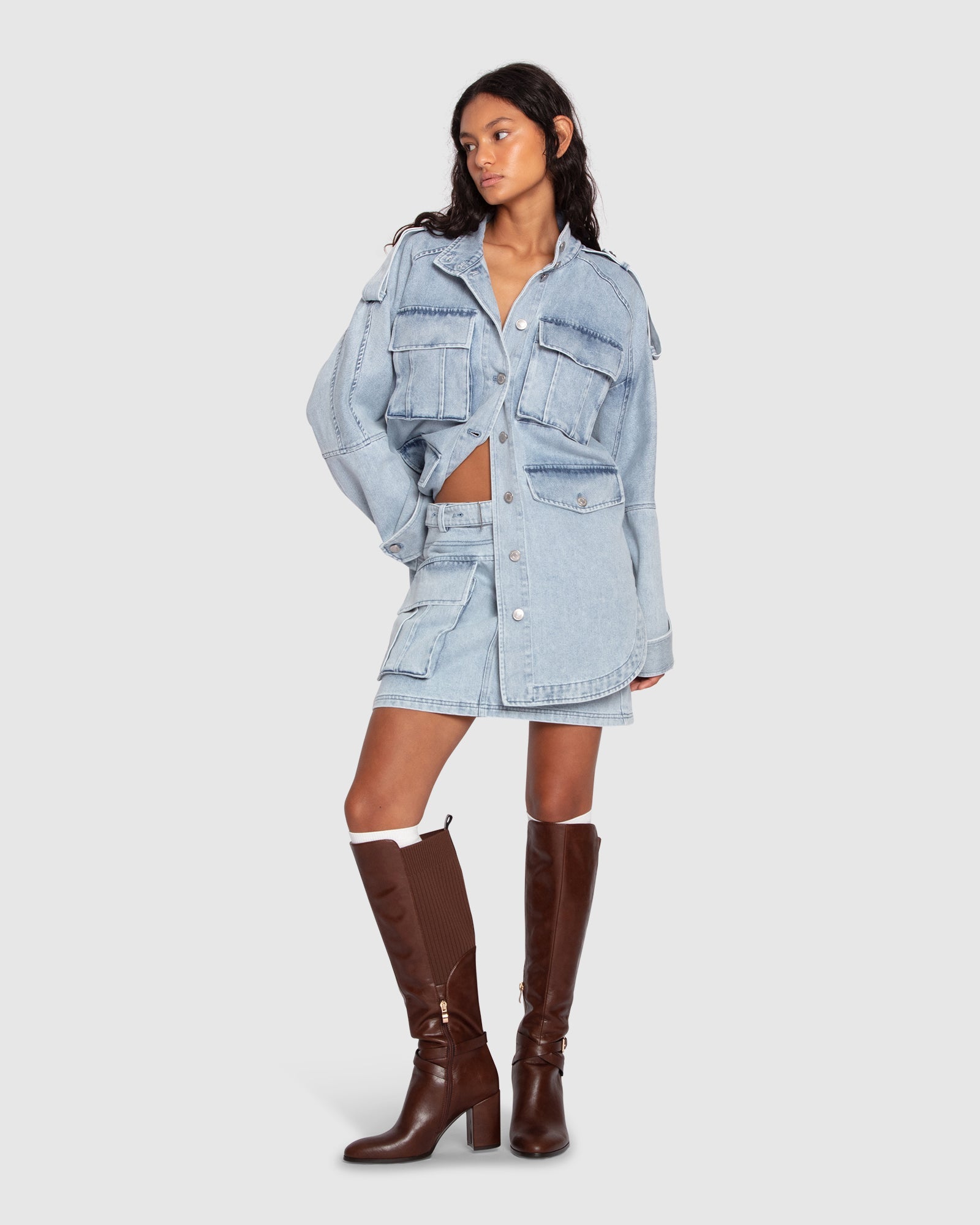 Women | Distant Love Overshirt | Stonewash