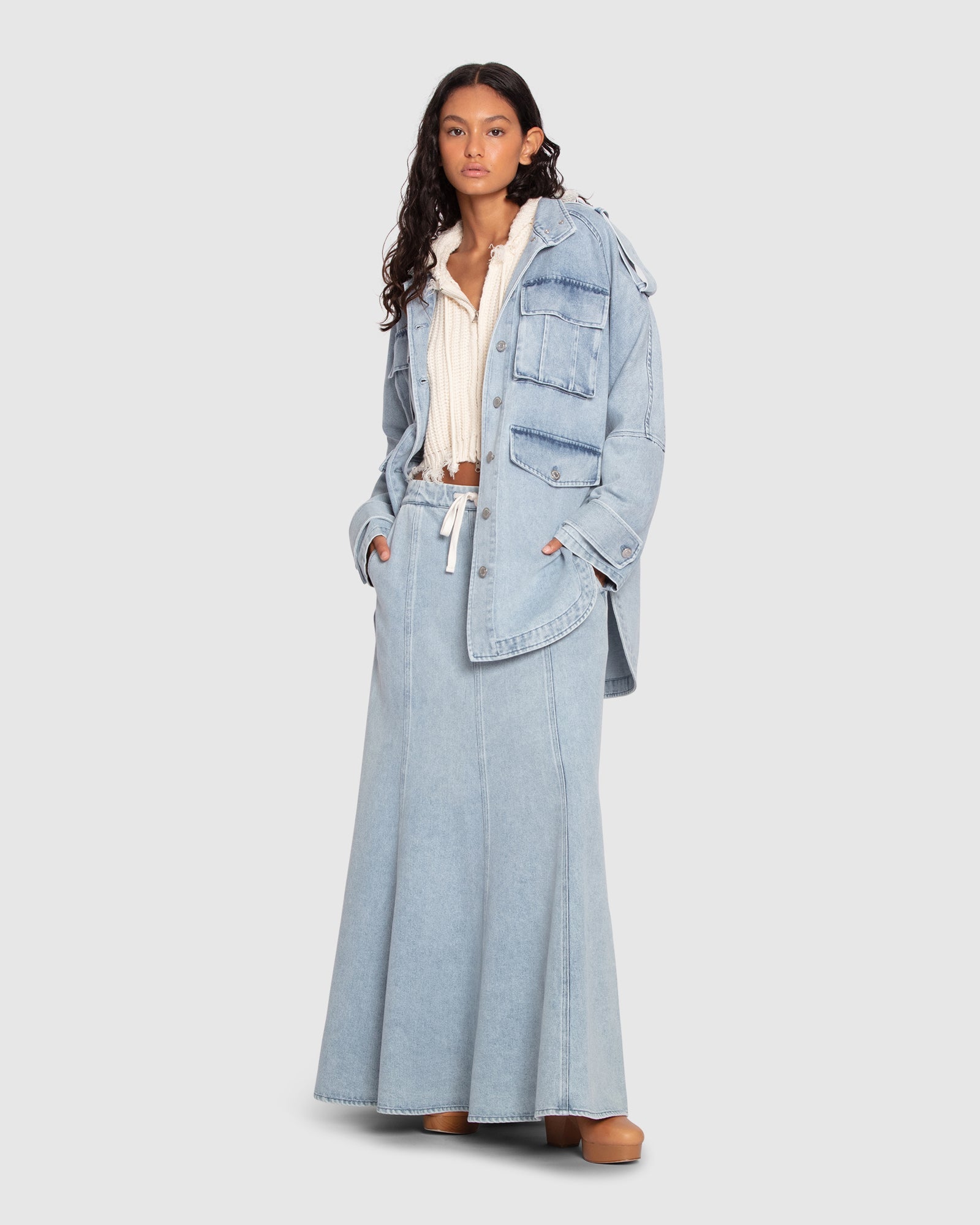 Women | Distant Love Overshirt | Stonewash