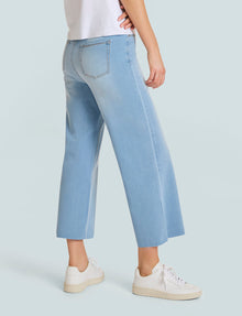 Do It All Denim High-Rise Cropped Wide Leg::Washed Indigo::Back