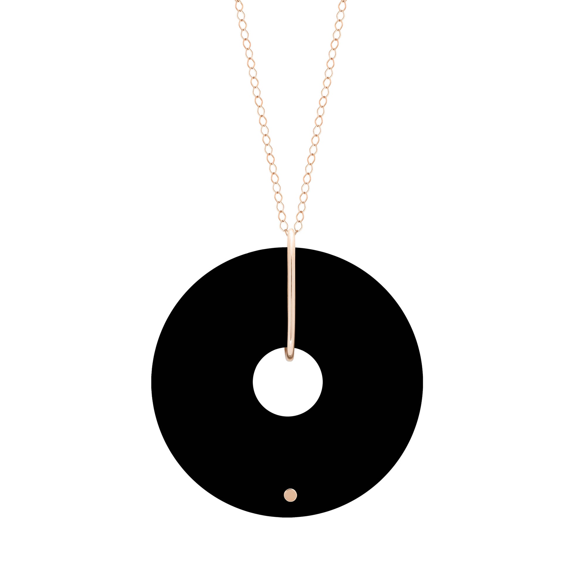 Jumbo Donut Onyx On Chain | 18K Rose Gold