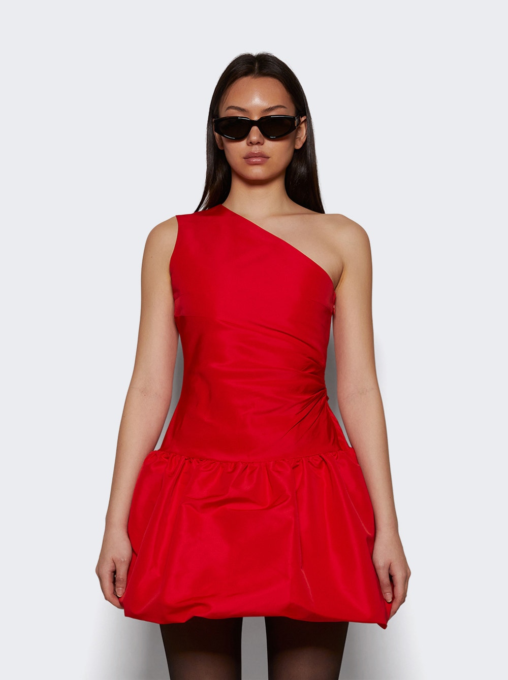 Women | Patou | One Shoulder Bloomer Mini Dress Lipstick Red