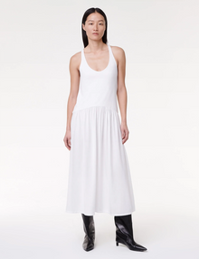 Women | Dropwaist Gathered Tank Dress | White