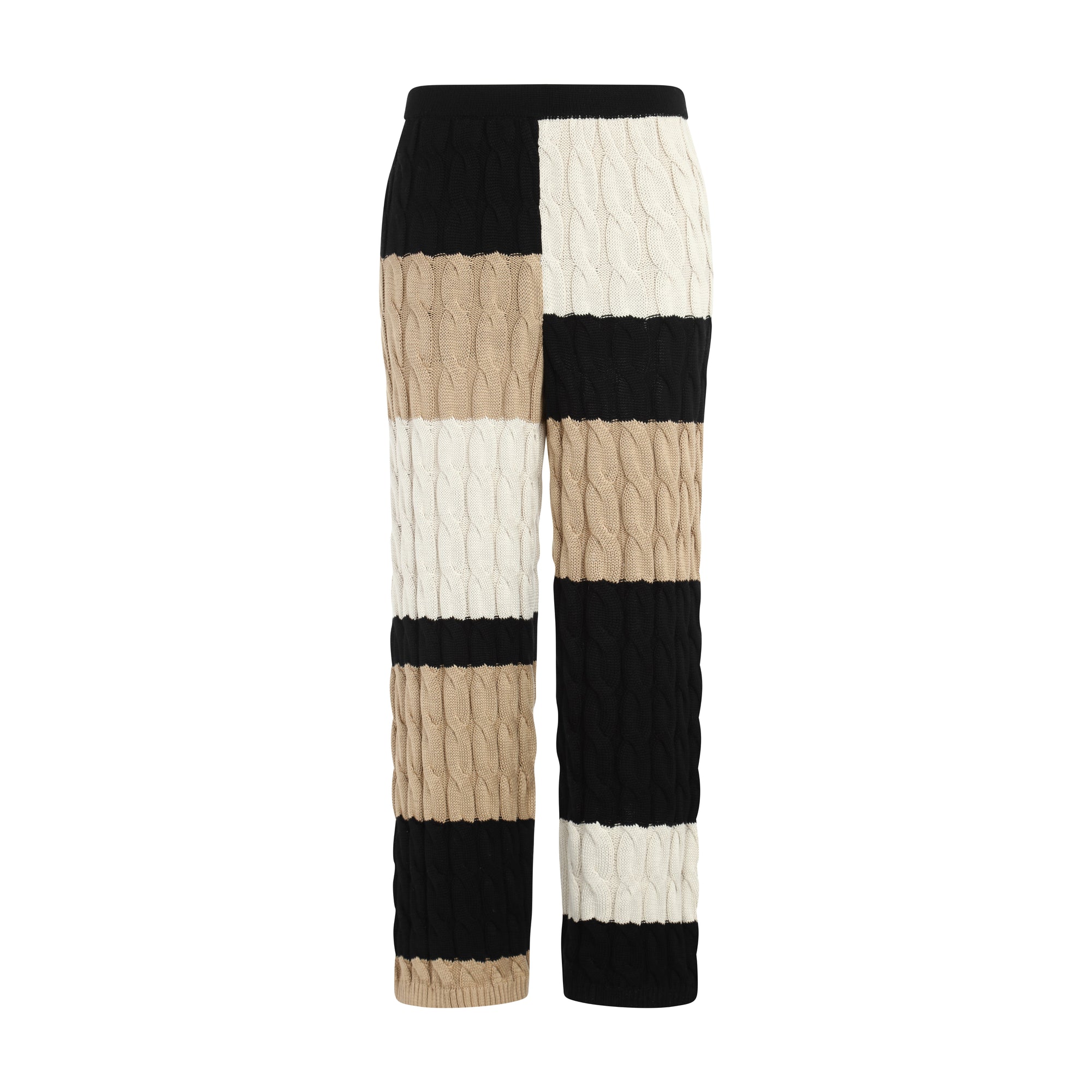 Multicolor Cable Knit Pants | Black/Beige/White