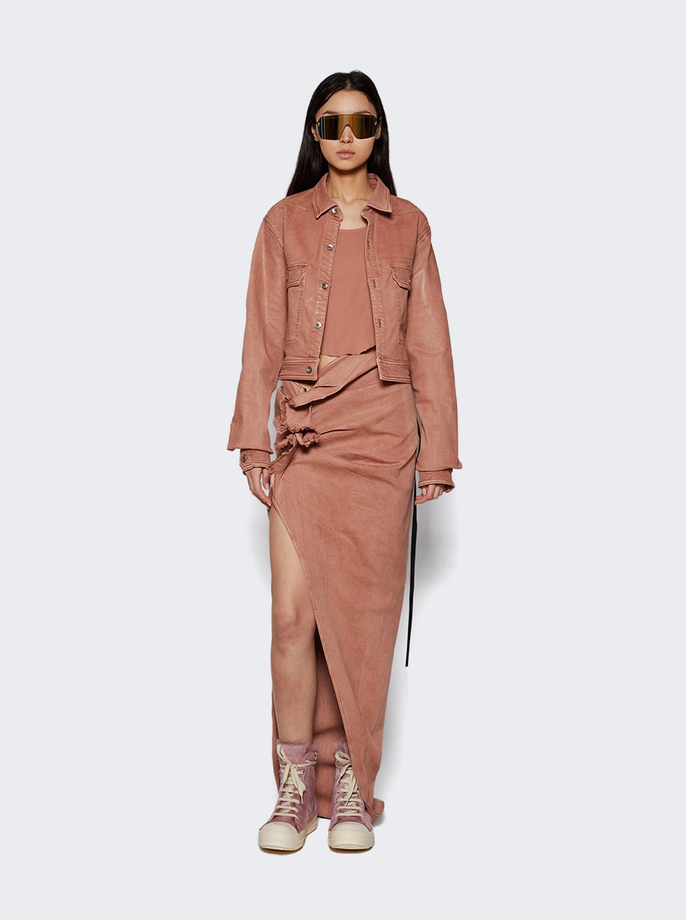 Rick Owens DRKSHDW | Cape Sleeve Cropped Shirt Jacket Dark | Pink