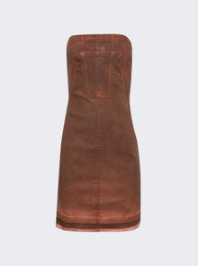 Rick Owens DRKSHDW | Splintered Stretch Denim Bustier Dress Terra | Brown