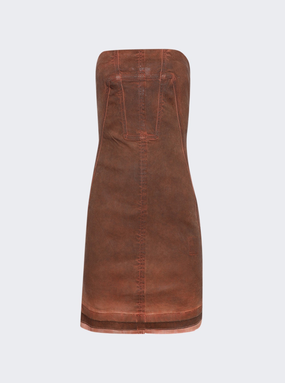 Rick Owens DRKSHDW | Splintered Stretch Denim Bustier Dress Terra | Brown
