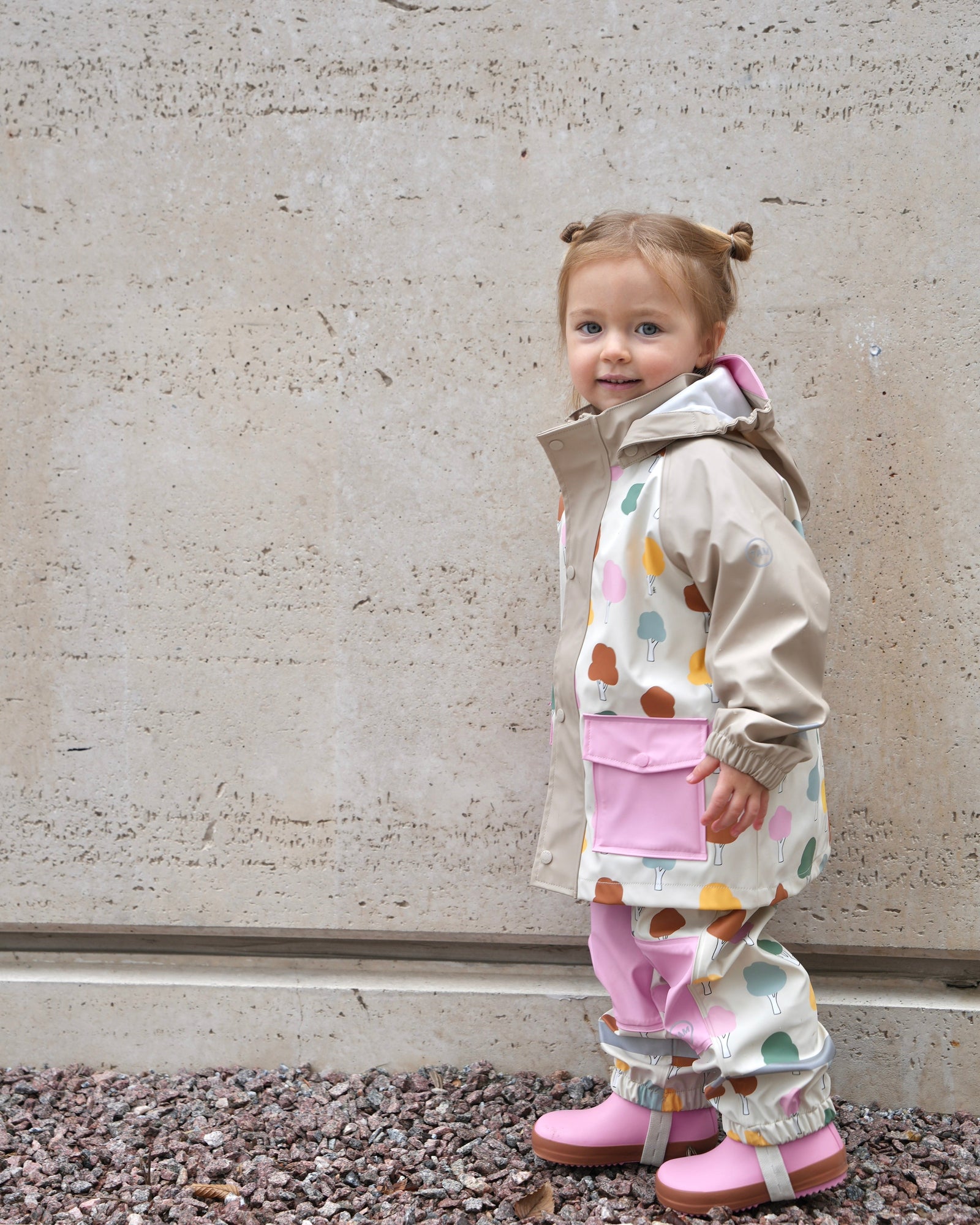 Rain Suspender Pants | Rainy Trees Beige