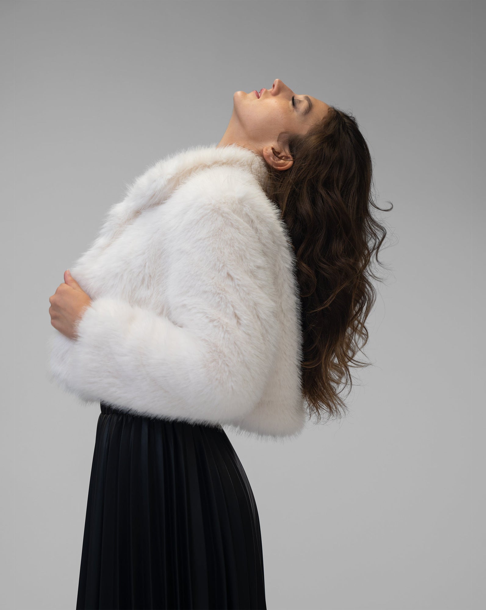 Adrienne Landau | Opal Cropped Faux Fur Jacket | Snow White