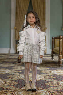 Baby Girls | Iris Tweed Shorts | White x Blue