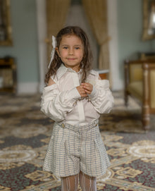 Baby Girls | Iris Tweed Shorts | White x Blue