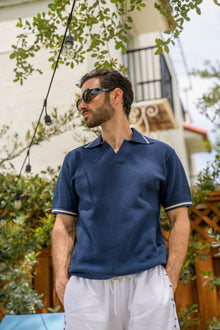 Navy Knit Polo | Blue