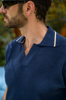 Navy Knit Polo | Blue