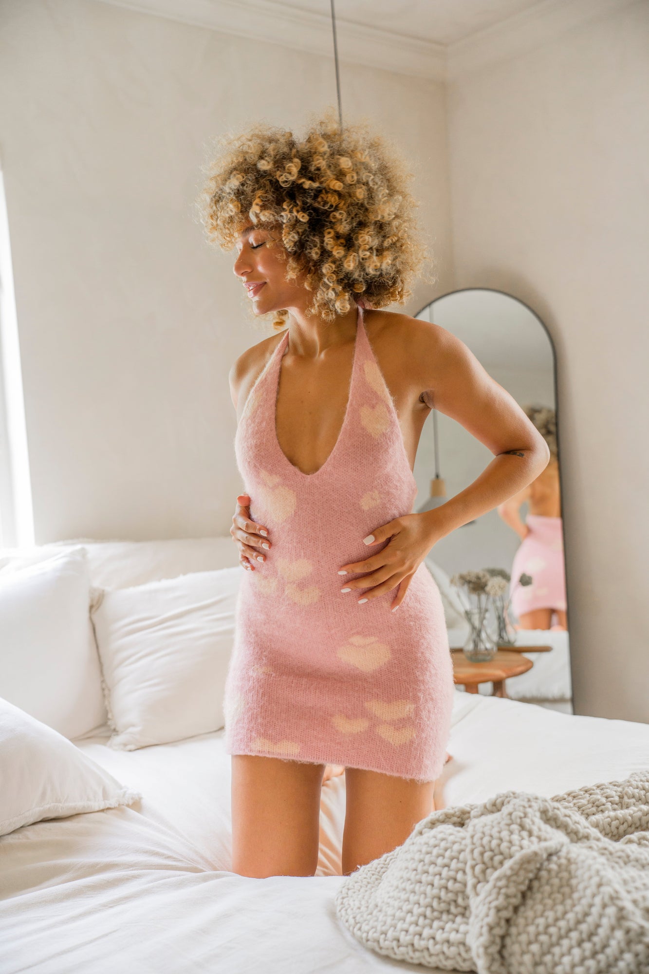 Hearts Knit Dress | Pink